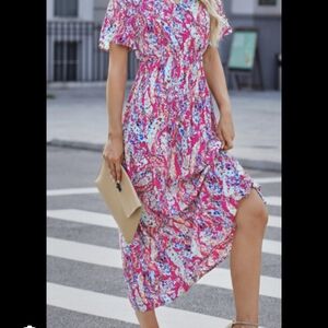 Amazon Pink and Blue High Low Dress